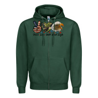 Sports Green peace love bald head eagle Zipper Hoodie - LillyAllenDesigns