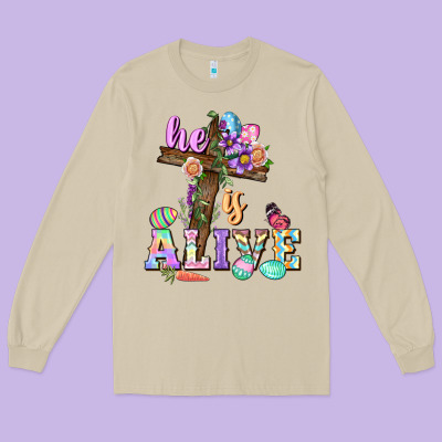 He Is Alive Easter Day Long Sleeve Tee Designed By Cowgirlartshop