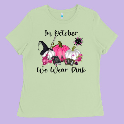 In October We Wear Pink Ladies Tee Designed By Ranaportraitstore
