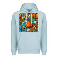 Blue Mist pumpkin and butterfly seamless pattern Premium Hoodie - BundleAndBundleShop
