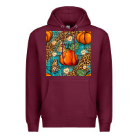 Burgundy pumpkin and butterfly seamless pattern Premium Hoodie - BundleAndBundleShop