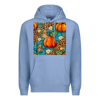 Colony Blue pumpkin and butterfly seamless pattern Premium Hoodie - BundleAndBundleShop