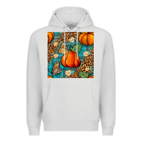 Dove Grey pumpkin and butterfly seamless pattern Premium Hoodie - BundleAndBundleShop