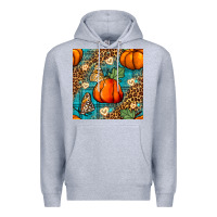 Heather Grey pumpkin and butterfly seamless pattern Premium Hoodie - BundleAndBundleShop
