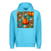 Ocean Blue pumpkin and butterfly seamless pattern Premium Hoodie - BundleAndBundleShop