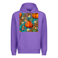 Purple pumpkin and butterfly seamless pattern Premium Hoodie - BundleAndBundleShop