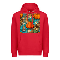 Red pumpkin and butterfly seamless pattern Premium Hoodie - BundleAndBundleShop