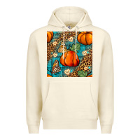 Sandshell pumpkin and butterfly seamless pattern Premium Hoodie - BundleAndBundleShop