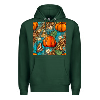 Sports Green pumpkin and butterfly seamless pattern Premium Hoodie - BundleAndBundleShop