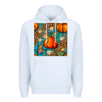 White pumpkin and butterfly seamless pattern Premium Hoodie - BundleAndBundleShop