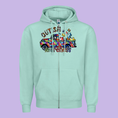 Autism Avareness Zipper Hoodie Designed By Sublimationcraftshop