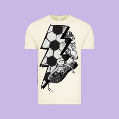Lightning Bolt Soccer Vintage Tee Designed By Howdyjamesfarm