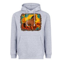 Heather Grey horse with sunflowers turquoise gemstone western sunset leopard backgr Heavyweight Hoodie - Artiststas