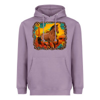 Lavender horse with sunflowers turquoise gemstone western sunset leopard backgr Heavyweight Hoodie - Artiststas