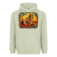Matcha horse with sunflowers turquoise gemstone western sunset leopard backgr Heavyweight Hoodie - Artiststas
