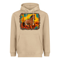 Mushroom horse with sunflowers turquoise gemstone western sunset leopard backgr Heavyweight Hoodie - Artiststas