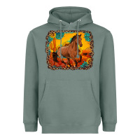 Sage horse with sunflowers turquoise gemstone western sunset leopard backgr Heavyweight Hoodie - Artiststas