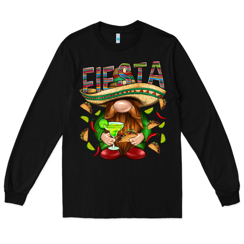 Fiesta Gnome With Tacos Mexico Long Sleeve Tee by HowdyJamesFarm | Teevron