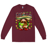 Burgundy Fiesta gnome with tacos Mexico Long Sleeve Tee - HowdyJamesFarm
