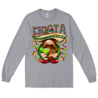Heather Grey Fiesta gnome with tacos Mexico Long Sleeve Tee - HowdyJamesFarm