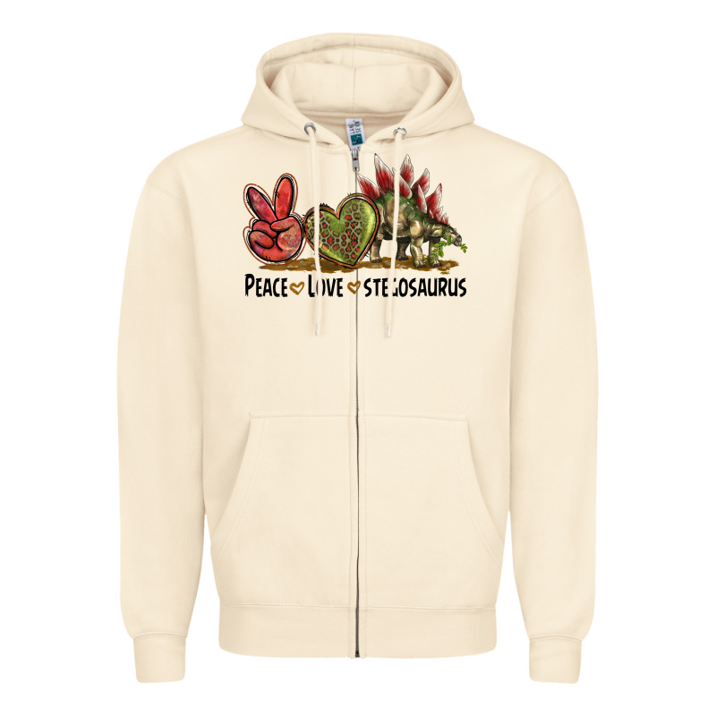 Peace Love Stegosaurus Zipper Hoodie by LillyAllenDesigns | Teevron
