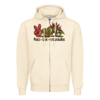 Sandshell Peace Love Stegosaurus Zipper Hoodie - LillyAllenDesigns