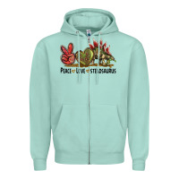 Seafoam Peace Love Stegosaurus Zipper Hoodie - LillyAllenDesigns