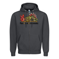 Smoke Peace Love Stegosaurus Zipper Hoodie - LillyAllenDesigns