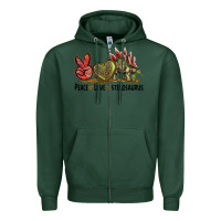 Sports Green Peace Love Stegosaurus Zipper Hoodie - LillyAllenDesigns