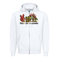 White Peace Love Stegosaurus Zipper Hoodie - LillyAllenDesigns