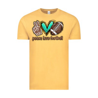 Vintage Mustard Peace love football Vintage Tee - HowdyJamesFarm