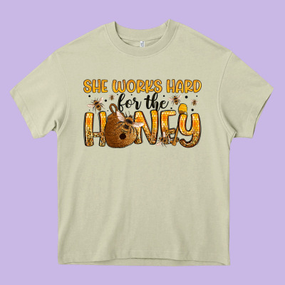 She Works Hard For The Honey Heavy Core Tee Designed By Artiststas