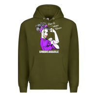 Army Green Domestic Violence Warrior Unbreakable Awareness Gift Premium Hoodie - minhPixels