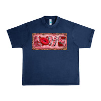 Navy Pink Love Kiss Valentine's Day Urban Heavy Tee - RanaPortraitStore