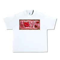 White Pink Love Kiss Valentine's Day Urban Heavy Tee - RanaPortraitStore