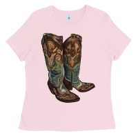 Bubblegum Pink cowgirl boots Ladies Tee - RanaPortraitStore