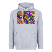 Heather Grey mardi gras sunflower cowhide leopard and glitter background Heavyweight Hoodie - Artiststas