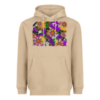 Mushroom mardi gras sunflower cowhide leopard and glitter background Heavyweight Hoodie - Artiststas