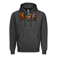 Charcoal Heather Peace Love White Tailed Deer Zipper Hoodie - LillyAllenDesigns