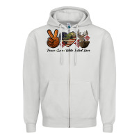 Peace Love White Tailed Deer Zipper Hoodie | Teevron