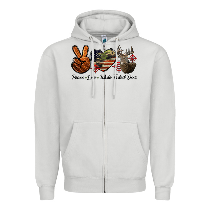 Peace Love White Tailed Deer Zipper Hoodie by LillyAllenDesigns | Teevron