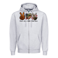 Heather Grey Peace Love White Tailed Deer Zipper Hoodie - LillyAllenDesigns