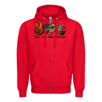 Red Peace Love White Tailed Deer Zipper Hoodie - LillyAllenDesigns