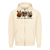 Sandshell Peace Love White Tailed Deer Zipper Hoodie - LillyAllenDesigns