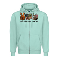 Seafoam Peace Love White Tailed Deer Zipper Hoodie - LillyAllenDesigns