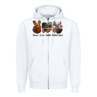 White Peace Love White Tailed Deer Zipper Hoodie - LillyAllenDesigns