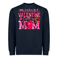 Navy My Favorite Valentine Calls Me Heavyweight Sweatshirt - CowhideDigitalArt