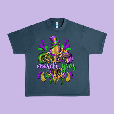 Mardi Gras Fleur De Lis Urban Heavy Tee Designed By Cowgirlartshop