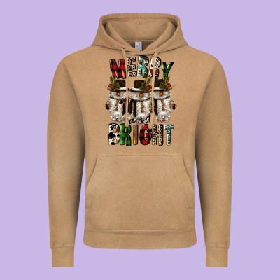 Merry And Bright Vintage Hoodie Designed By Cowgirlartshop