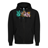 Black Peace Love Landrace Pig Zipper Hoodie - LillyAllenDesigns